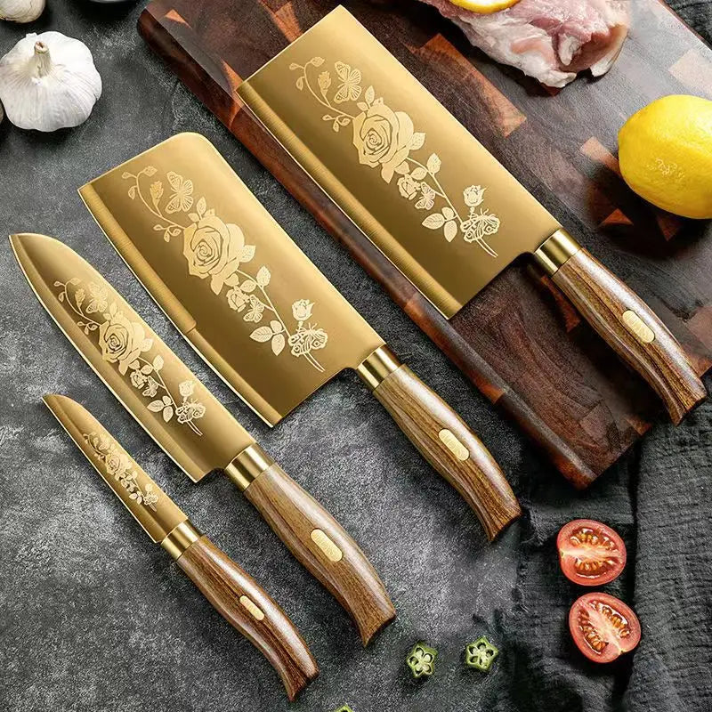 Gold Plated Titanium 4-Piece Knife Set