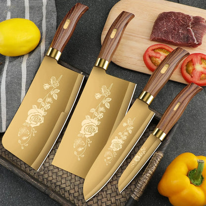 Gold Plated Titanium 4-Piece Knife Set