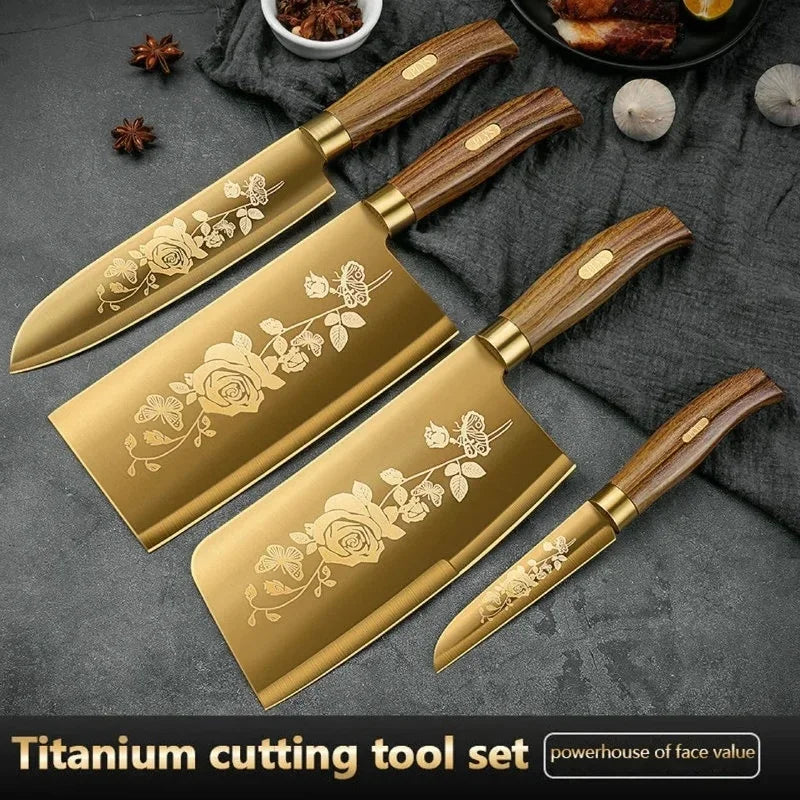 Gold Plated Titanium 4-Piece Knife Set